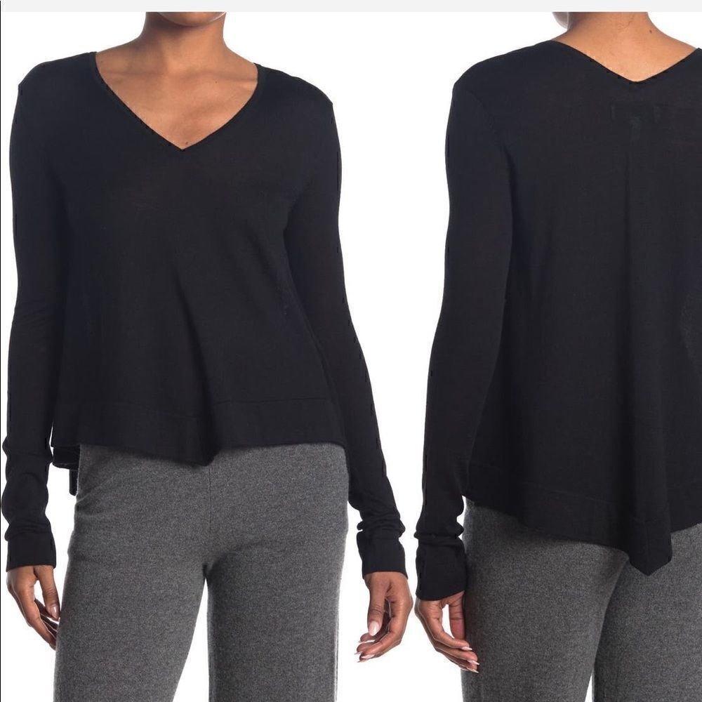 Derek Lam Women’s Ventura wool blend silk cashmere V neck sweater L petite NWT